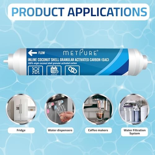 In line Water Filter» x 10″ Coconut Shell Post 1/4″ OD Quick Connect 2 Pack 2