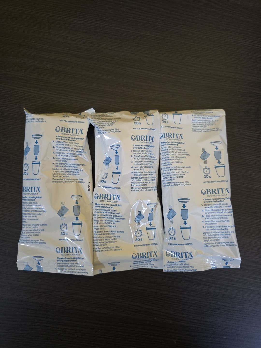 NIB BRITA Refillable Water Filtration System Filter Refills 3 Count Free Ship