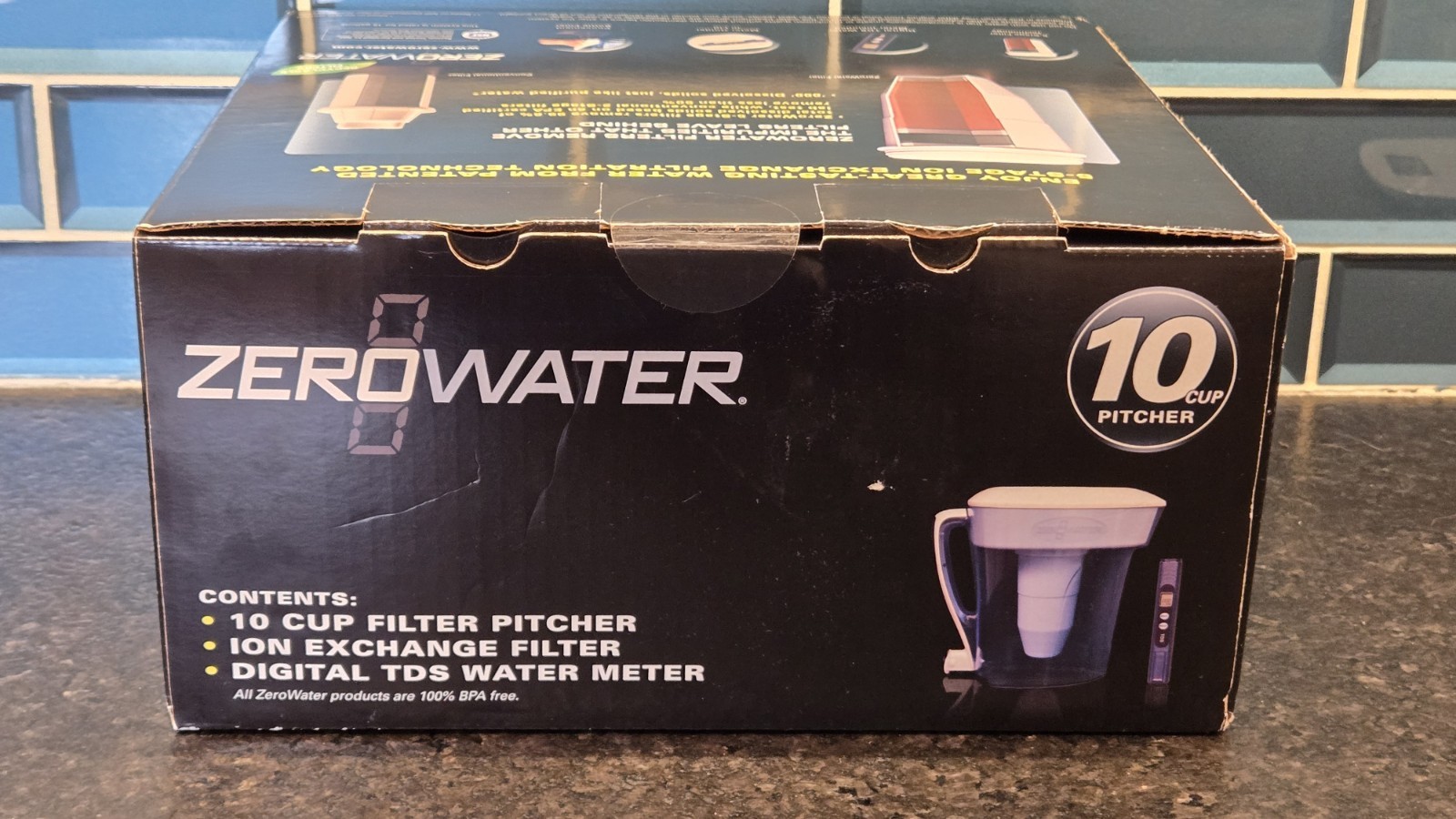 ZeroWater 10 Cup 5 Stage Water Filtration Pitcher Dispenser Water Meter & Filter