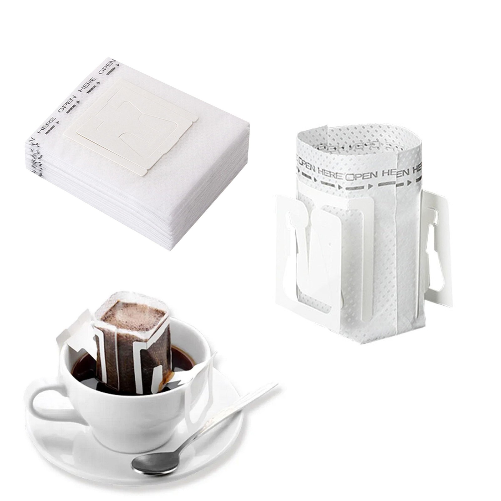 SZLYTYUN 50PCS Portable Coffee Filter Paper Hanging Ear Drip 50pcs, White