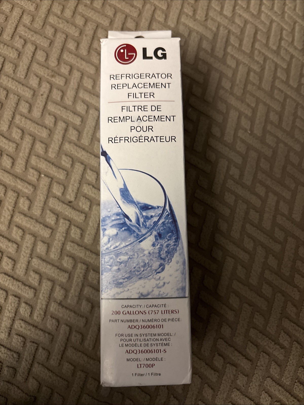 New Sealed LG LT700P Refrigerator Replacement Water Filter ADQ36006101