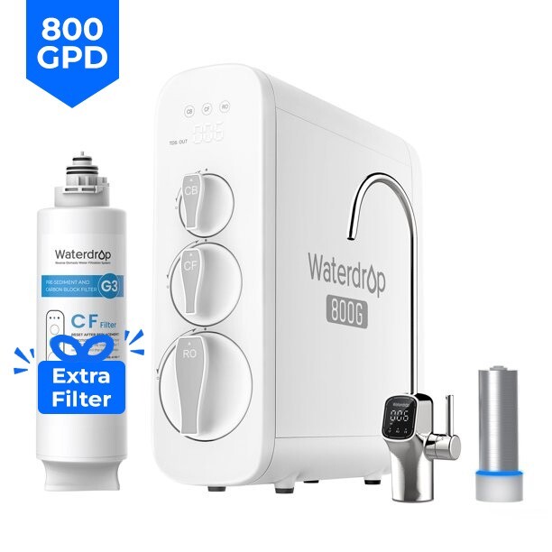 Waterdrop G3P800 Reverse Osmosis System, 800 GPD,Tankless,with free 1 Filter