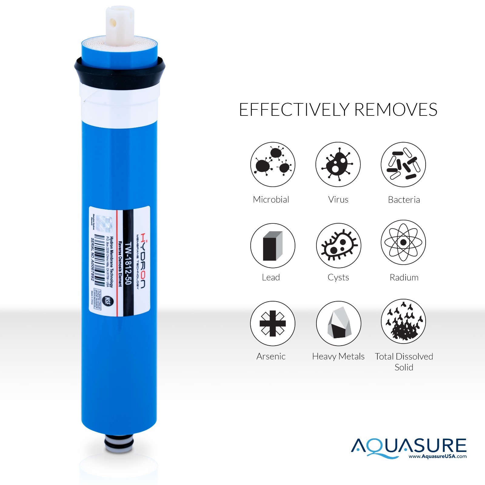 Complete 5 Stage Reverse Osmosis Replacement Filter Set with 50 GPD RO Membrane