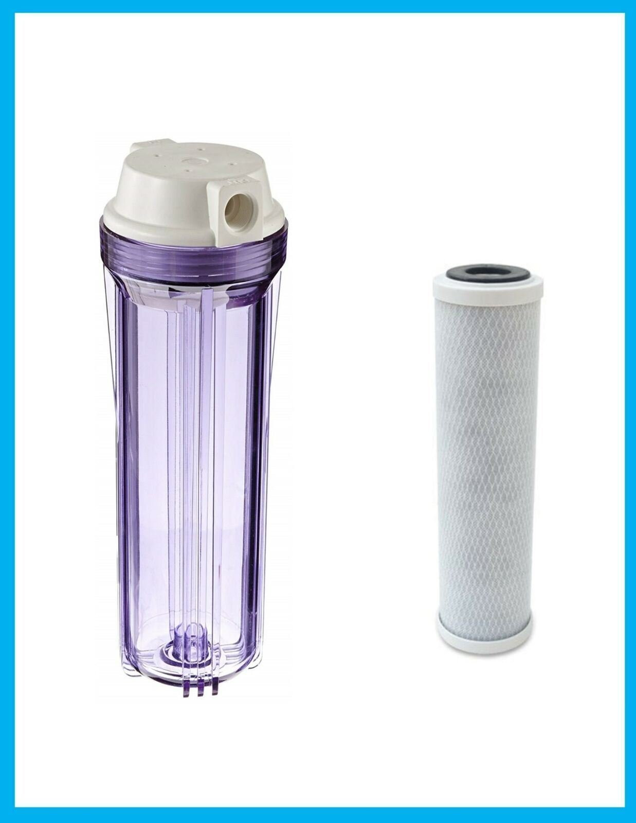 Hydronix HF2 Clear Standard 10 x 2.5″ Water Filter Housing 1/4 FPT -1) Carbon
