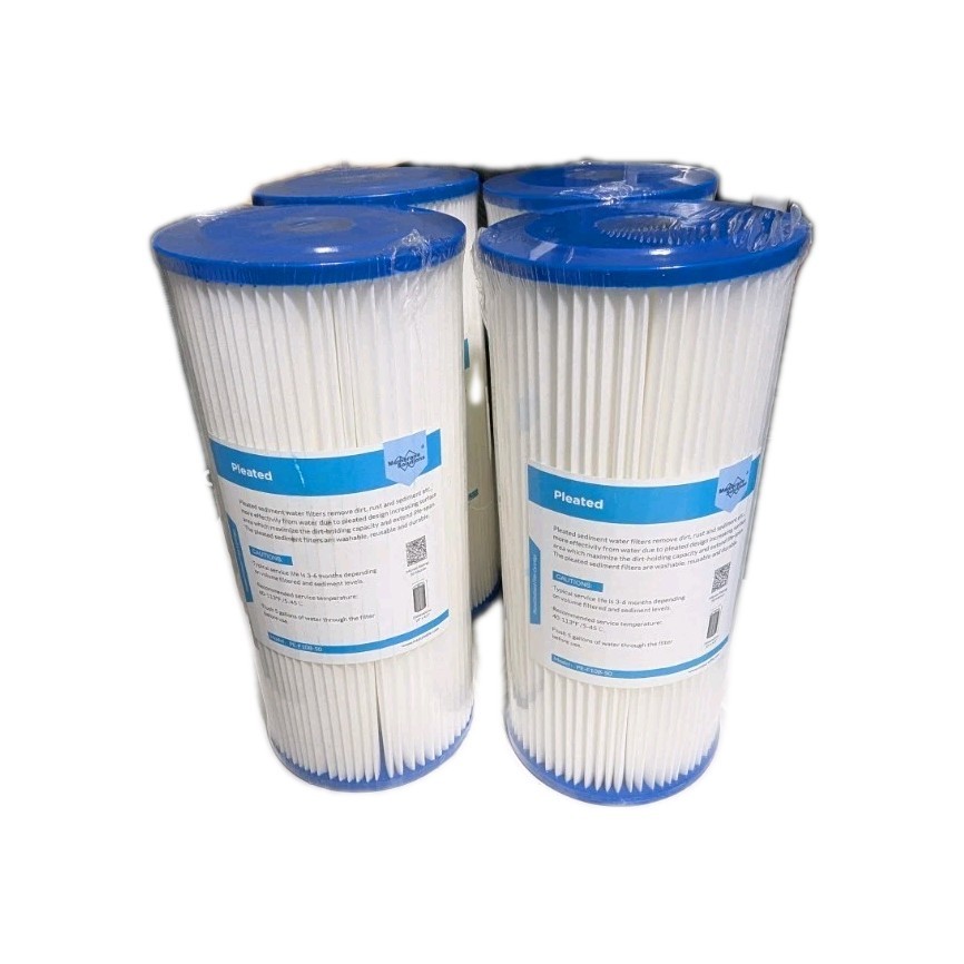 4 Pack 10″x4.5″ Washable Pleated Sediment PP Water Filter for GE FXHSC GXWH-30C