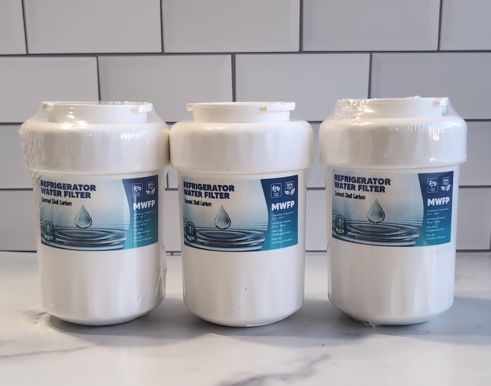 Refrigerator Water Filter Coconut Shell Carbon Fits GE MWF SmartWater MWFP 3 PKS