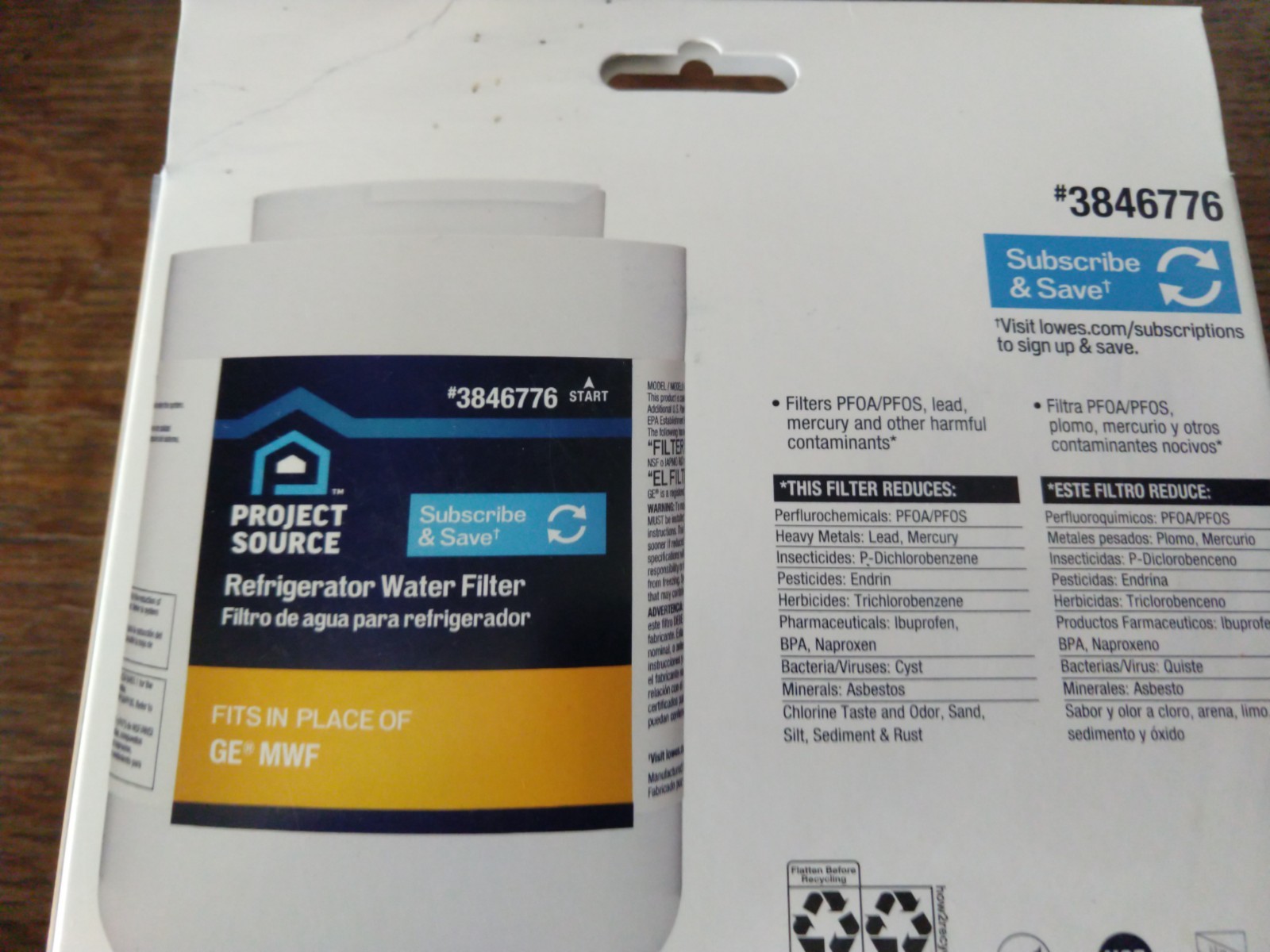 Project Source #3846776 G-1-2 Refrigerator Water Filter fits (GE MWF) 2 2-Packs