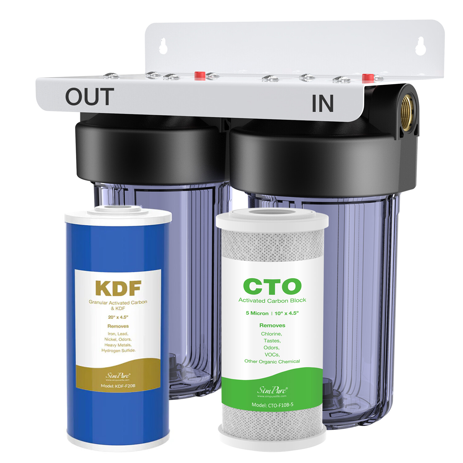 2 Stages Big Blue Whole House Water Filter System City/Well Water KDF Filtration