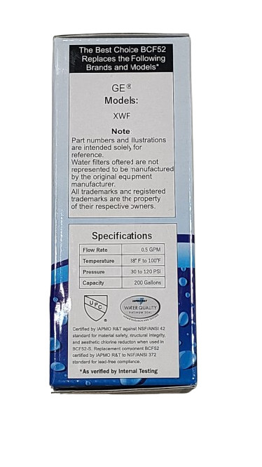 Best Choice BCF52 For GE XWF Refrigerator Water Filter Replacement NEW! 1 Pack