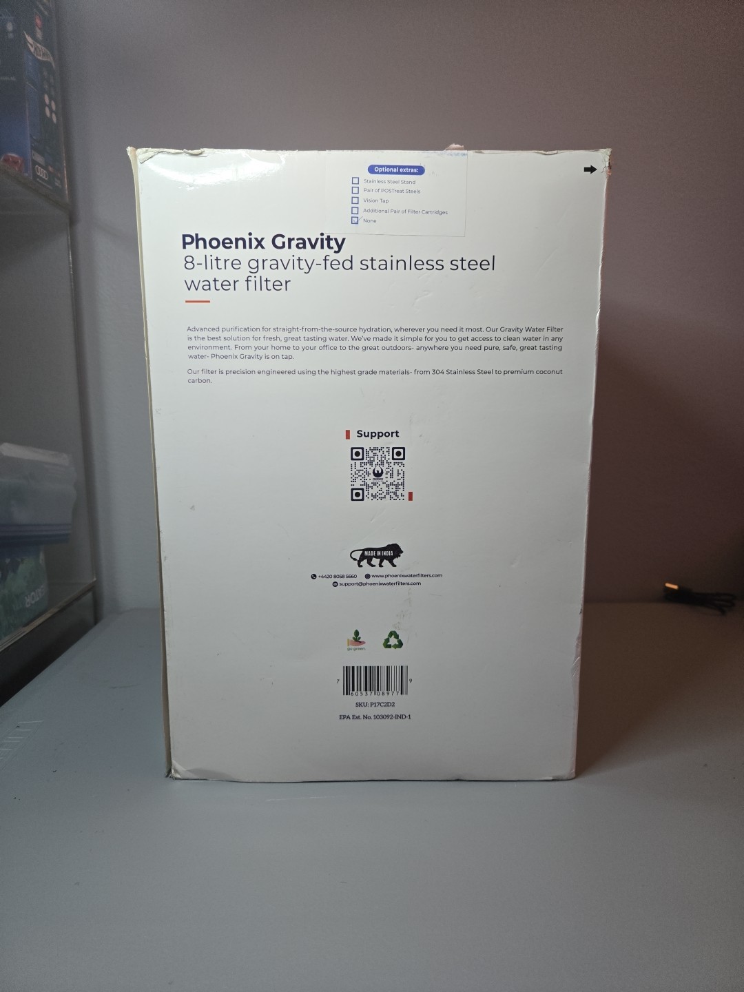 Phoenix Gravity-Fed Stainless Steel 8-LITRE Camping & Countertop Water Filter