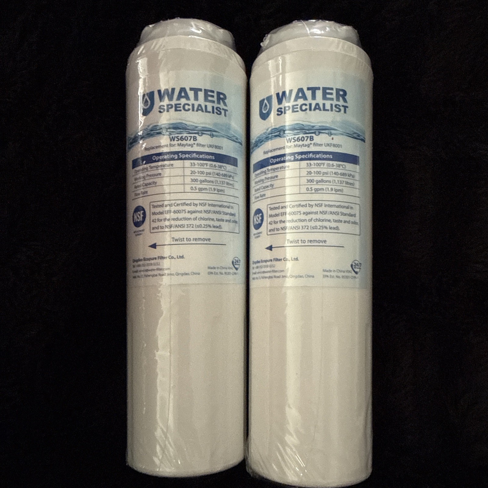 Water Specialist WS607b Refrigerator Water Filter 2 Pack New Maytag Samsung