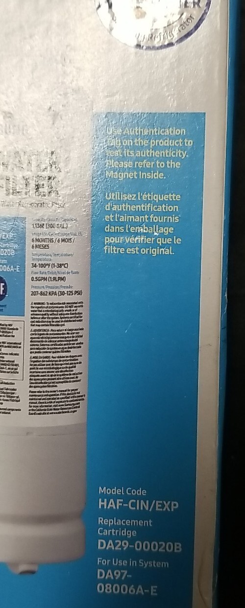 NEW Samsung Refrigerator Ice, Water Filter DA29-00020B HAF-CIN/EXP DA97-08006A-E