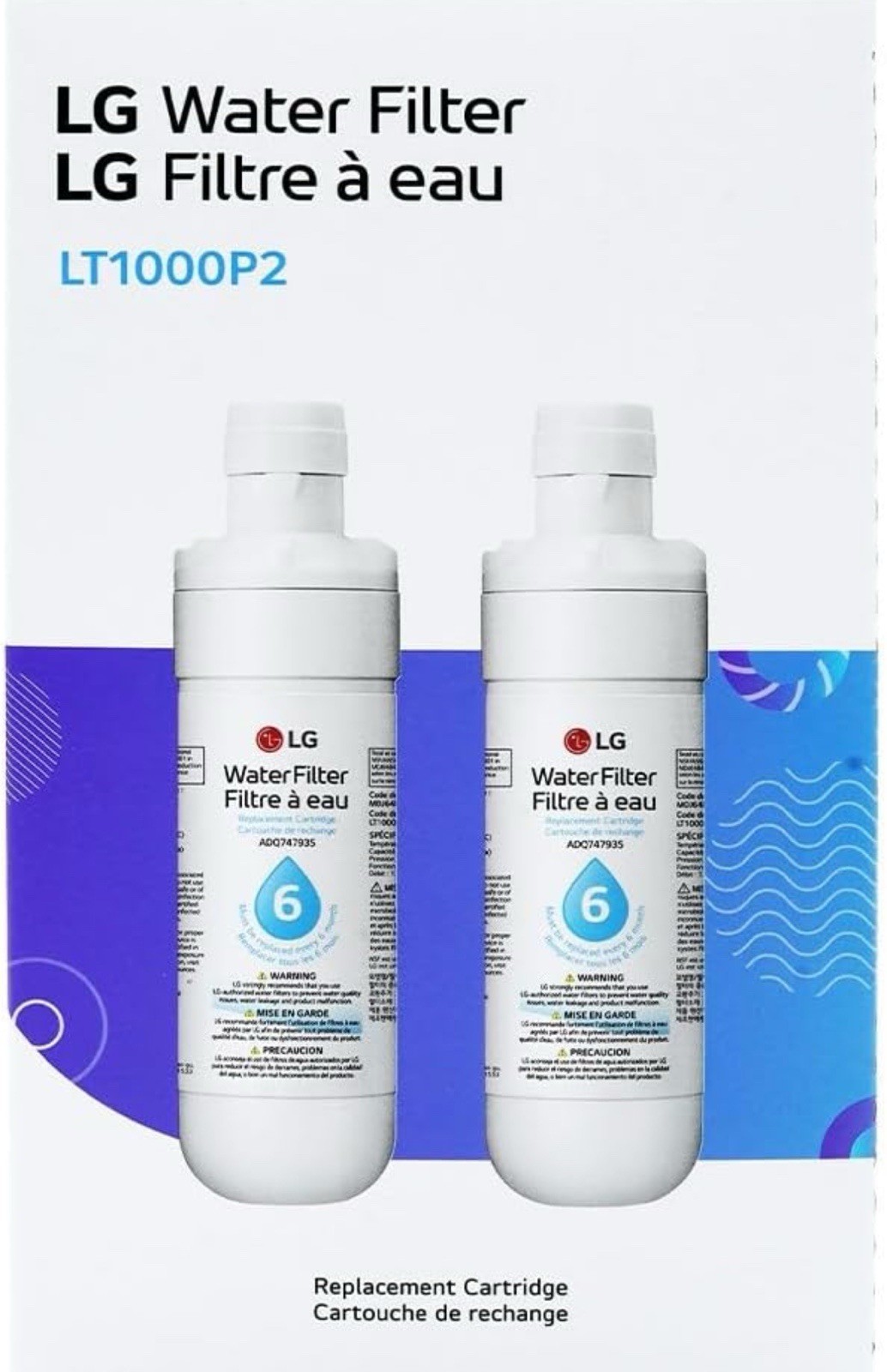 NEW SEALED LG LT1000P2 6-Month/200 Gallon Refrigerator Replacement Water Filter