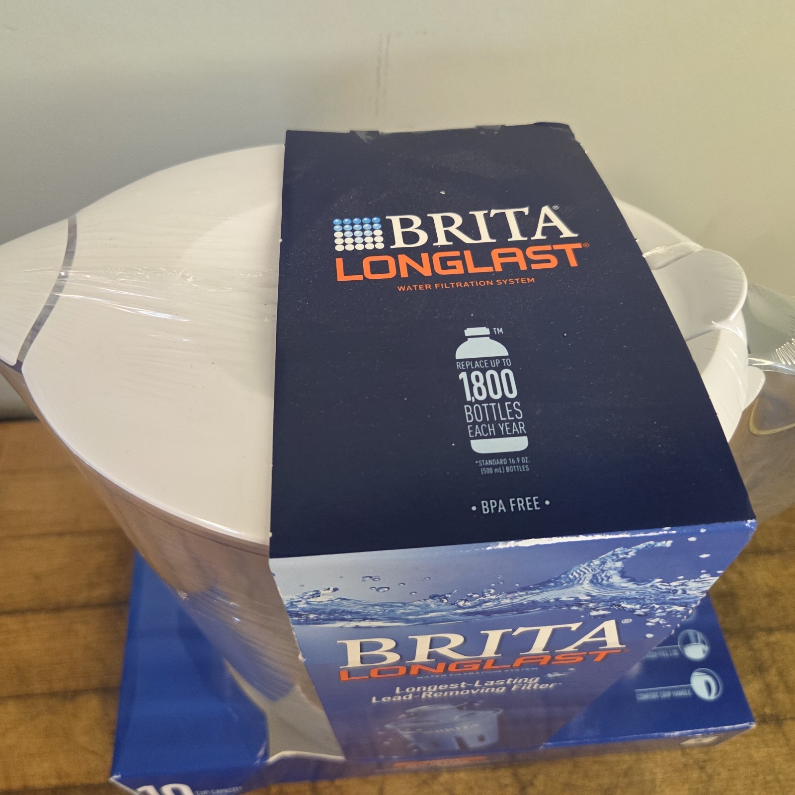 Brita Longlast 10 Cup Water Filter Pitcher Clear Removes Lead Mercury New