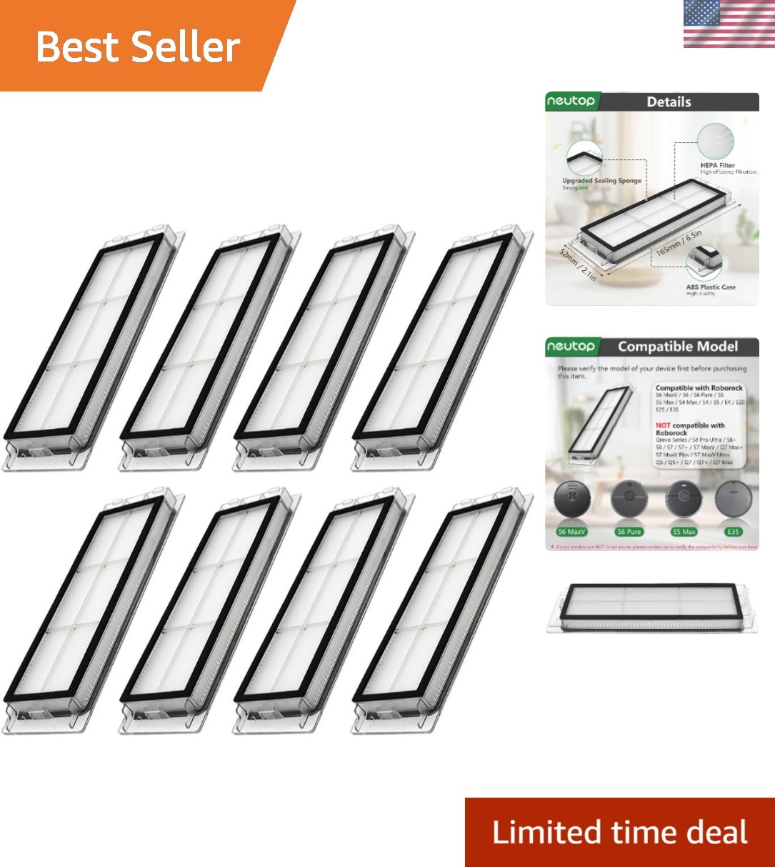 Replacement Filters Parts, Compatible with Roborock S6 MaxV/Pure, S6, S5, S5 …