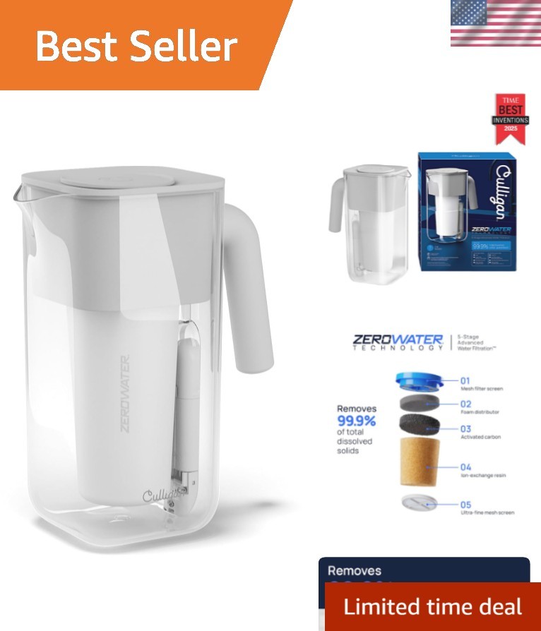 with ZeroWater Technology 8-Cup Water Filter Pitcher – Includes 5-Stage Advan…