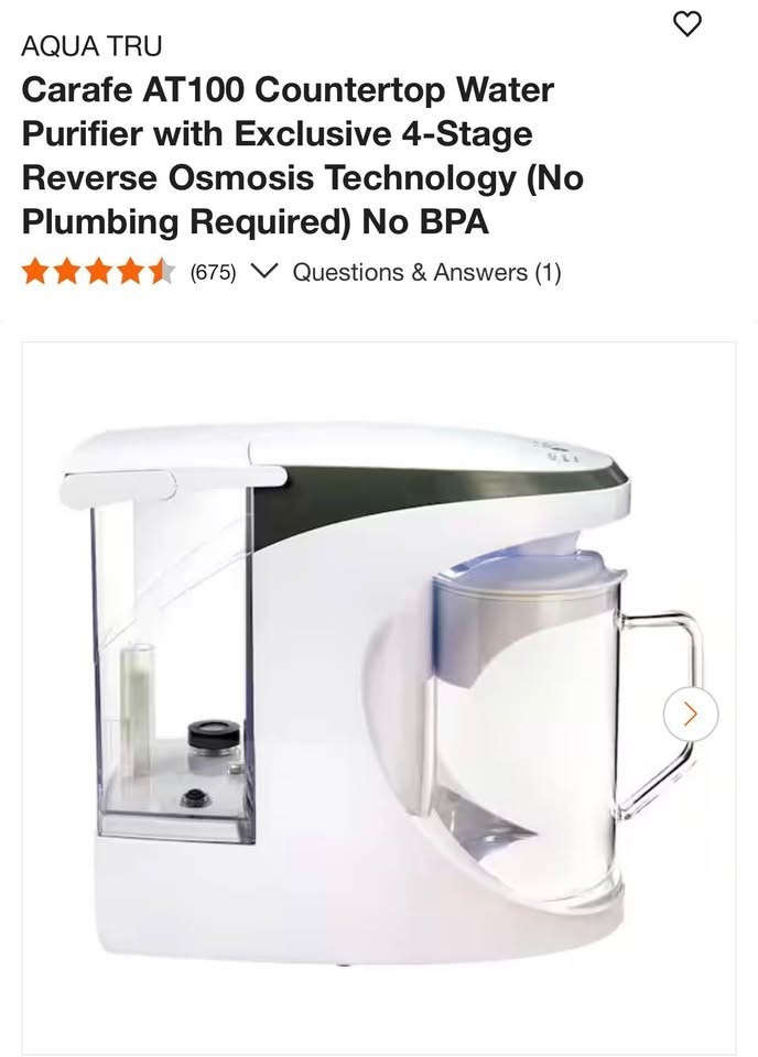 NEW AquaTru Carafe Countertop Water Purifier – Model AT100