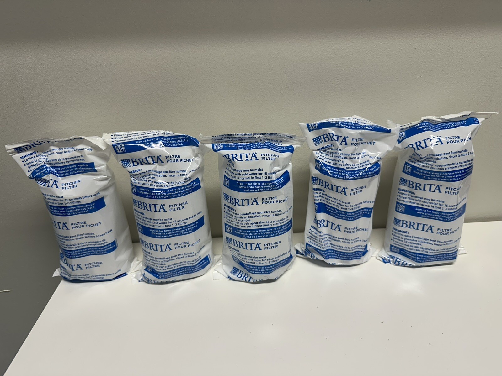 Genuine BRITA Pitcher Replacement Water Filter 5 Pack Activated Carbon 40 Gal ea