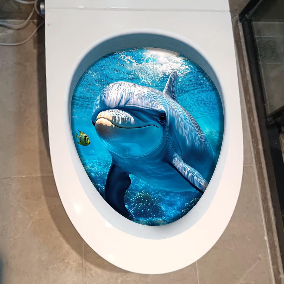 1Pcs Dolphin Decoration Stickers，Waterproof -Adhesive Cover Tank Decoration D…