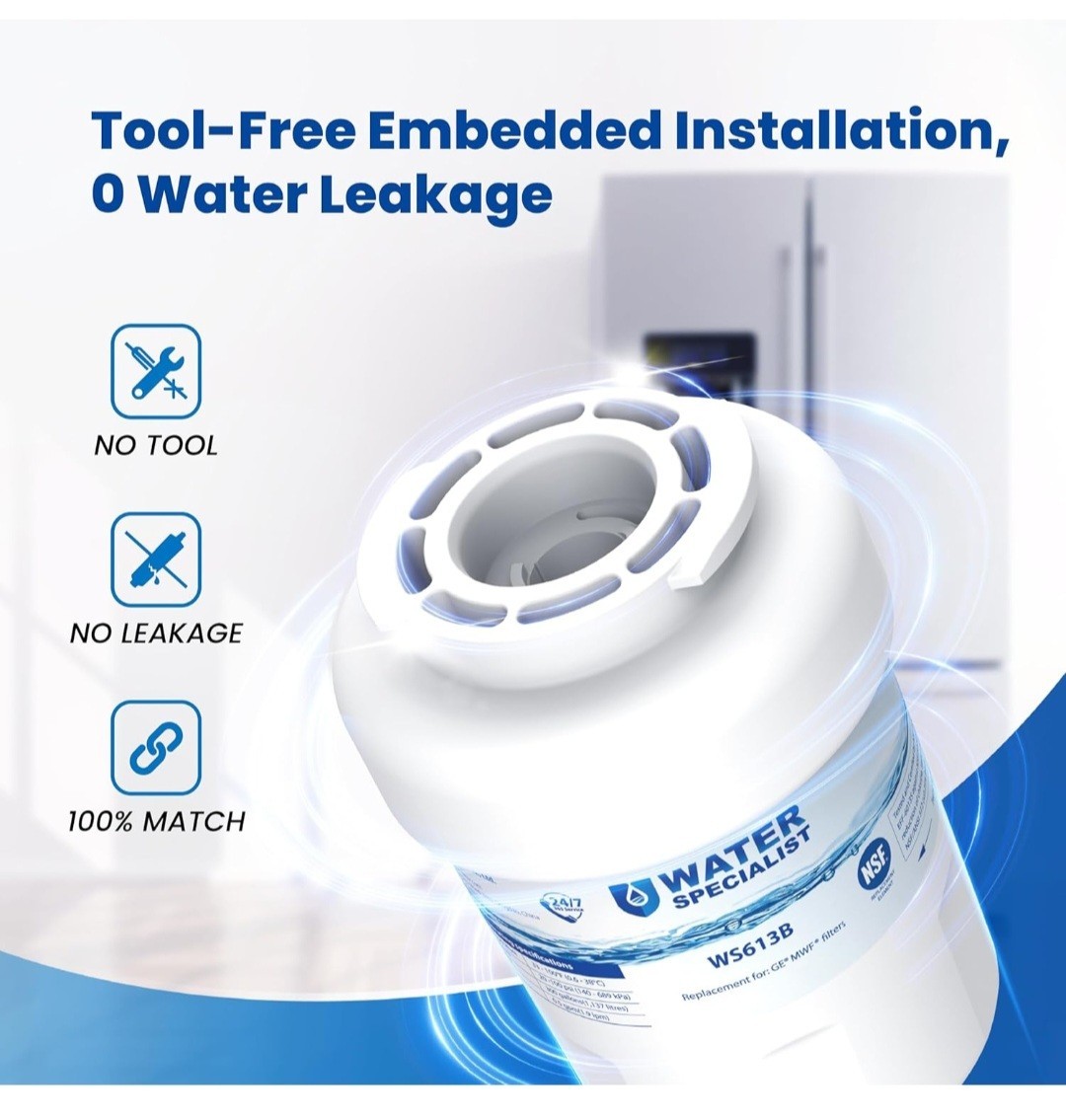 Waterspecialist WS613B Replacement for GE® MWF®, SmartWater® MWFP, MWFA, GWF,…