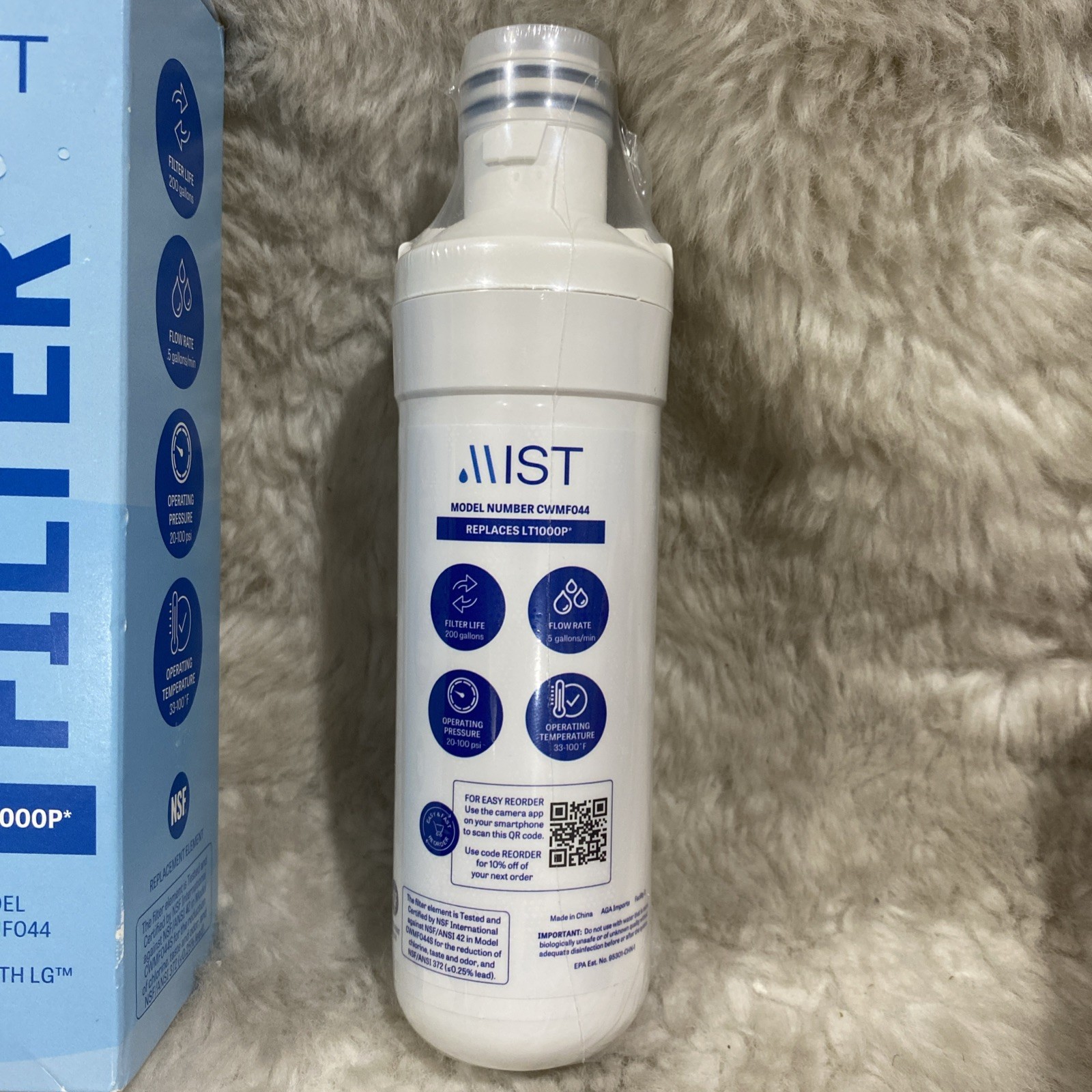 MIST Refrigerator Water Filter for LT1000P ~ LG Compatible -Single Pack