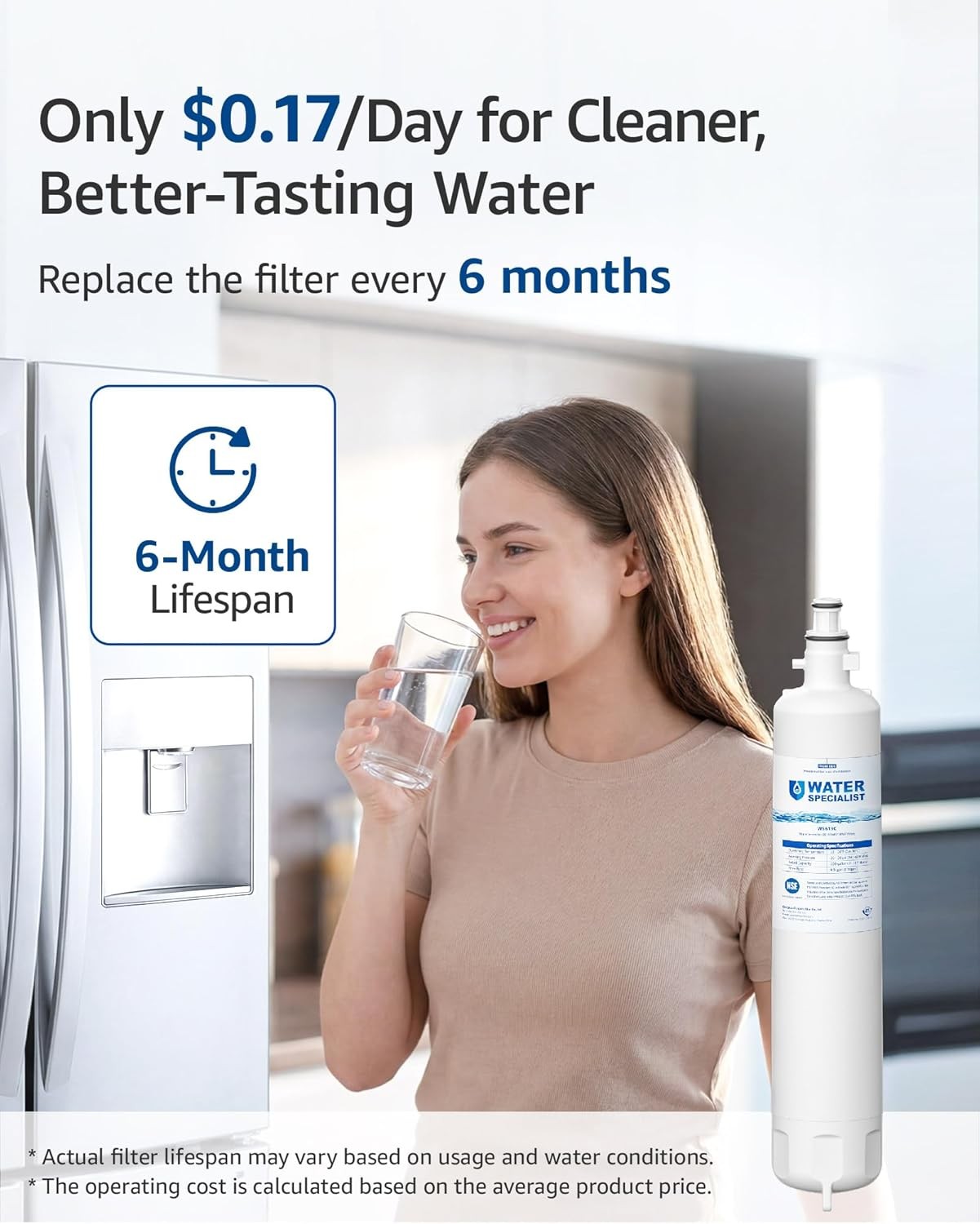 Waterspecialist WS619C Replacement for RPWFE® Refrigerator Water Filters, 1 Pack