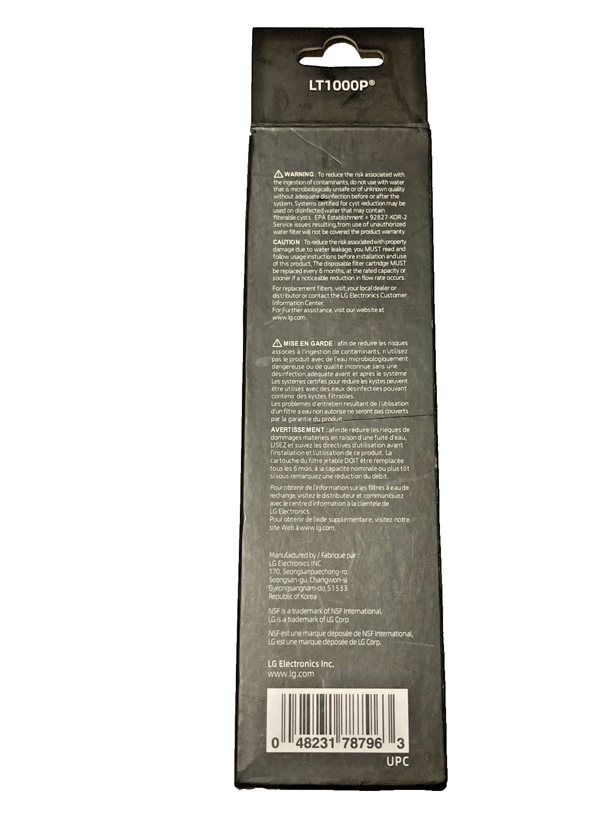 Genuine OEM LG Water Ice Filter Replacement Cartridge LT1000P/PC/PCS NEW Sealed