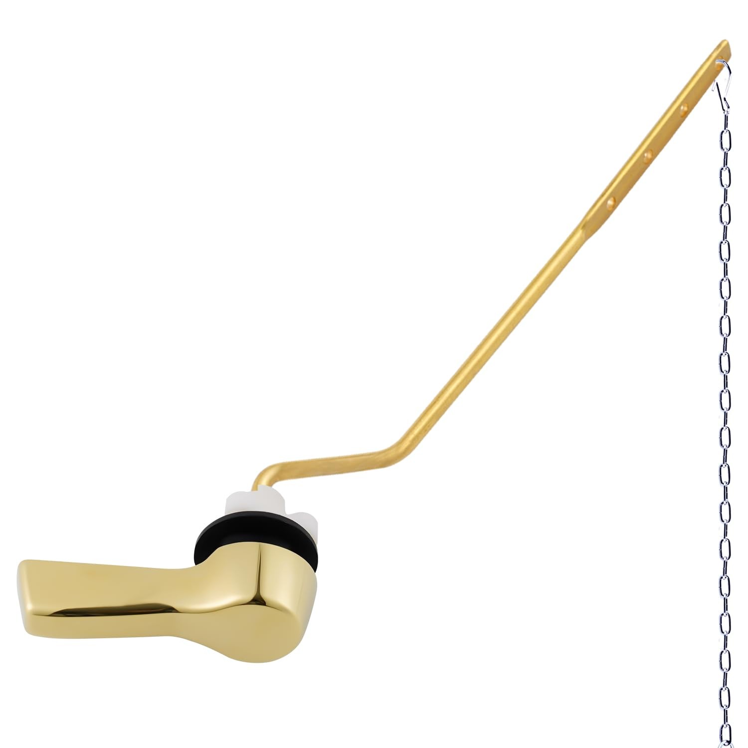 Brushed Gold Universal Metal Toilet Tank Lever Replacement Kit Flapper Chain