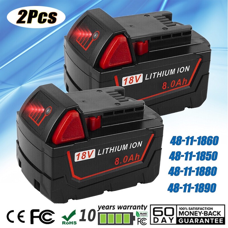 2PACK For Milwaukee for M18 8.0Ah Lithium Extended Capacity Battery 48-11-1880