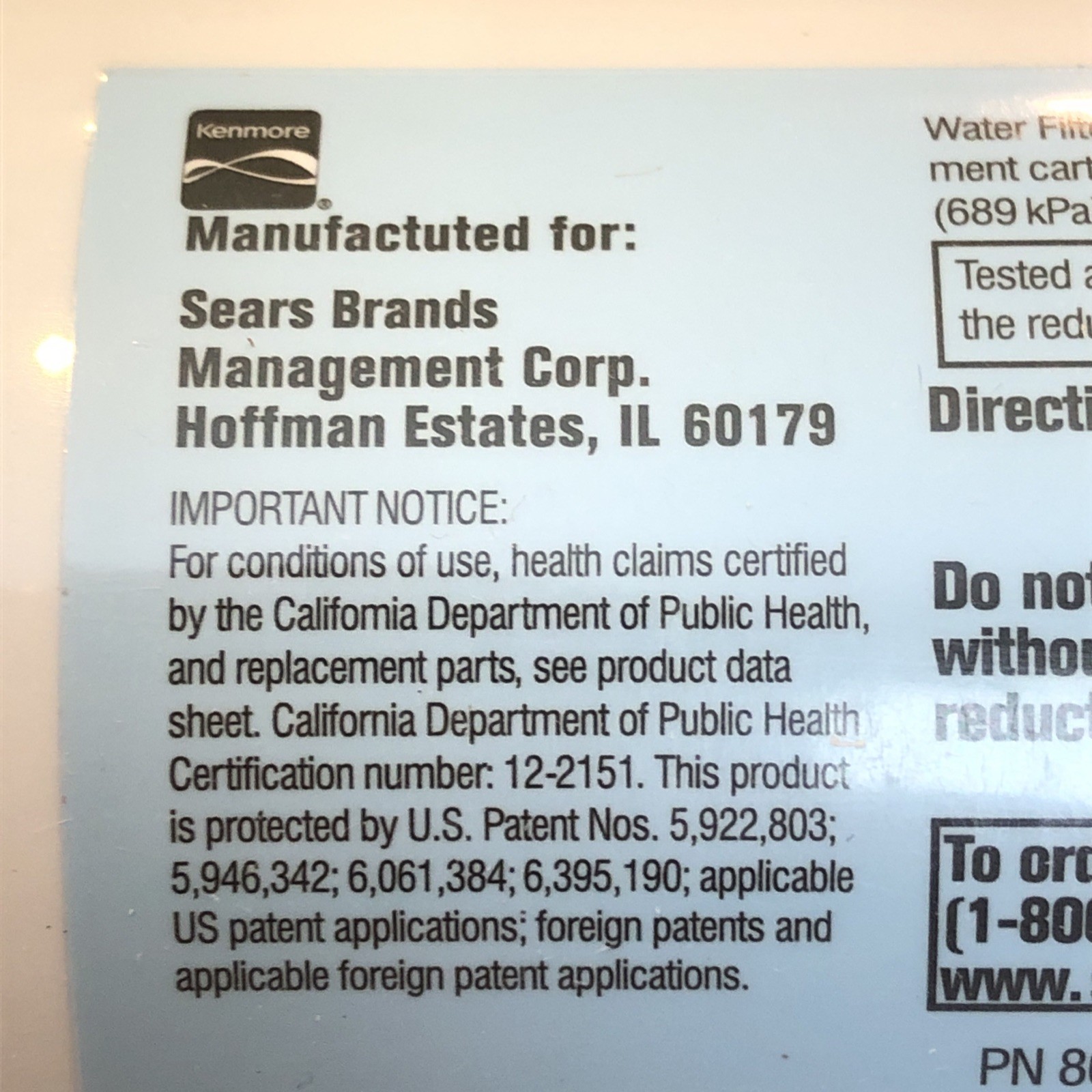 KenmoreClear 46-9999 Replacement Refrigerator Water Filter sealed
