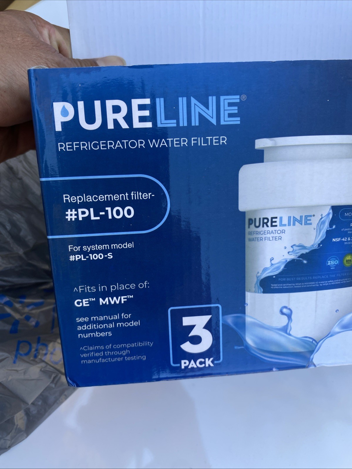 PURELINE Refrigerator Water Filter Model #PL-100-S. Lot Of 2. See Description