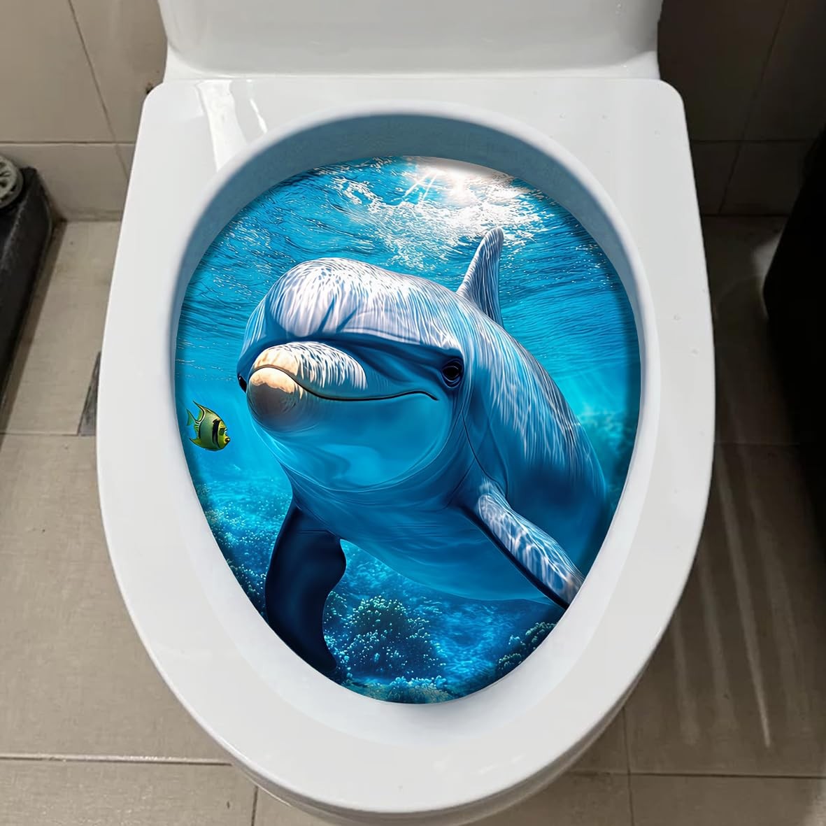 1Pcs Dolphin Decoration Stickers，Waterproof -Adhesive Cover Tank Decoration D…