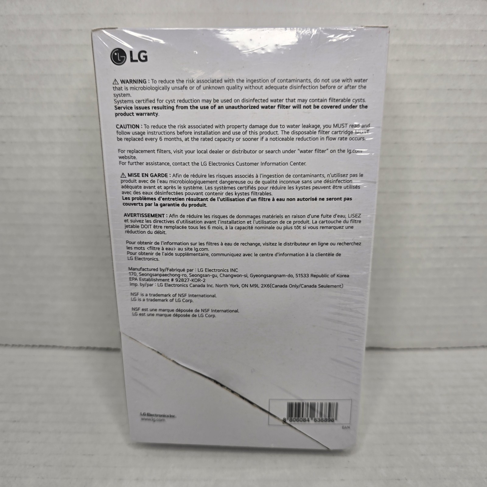 LG LT1000P2 Water Filter Replacement Cartridge 2 Pack OEM 412 New