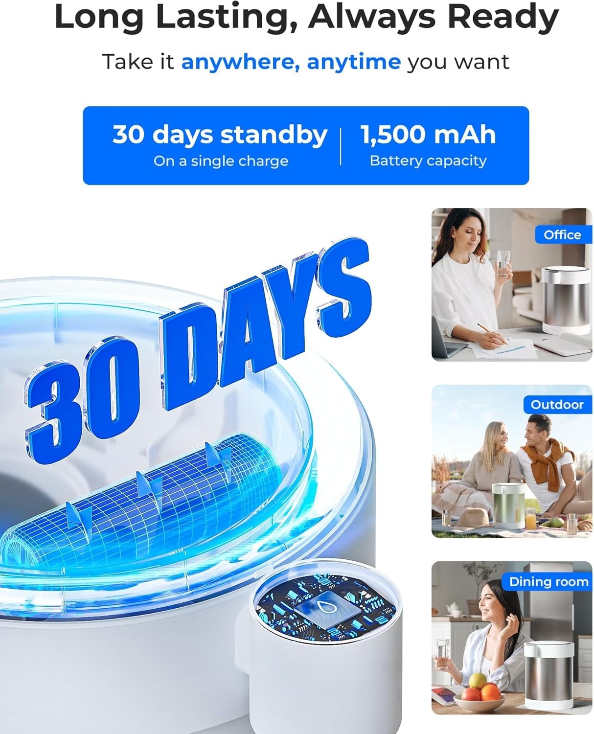 Waterdrop Rechargeable Non-Gravity Water Filter System, 5-Stage Stainless Steel