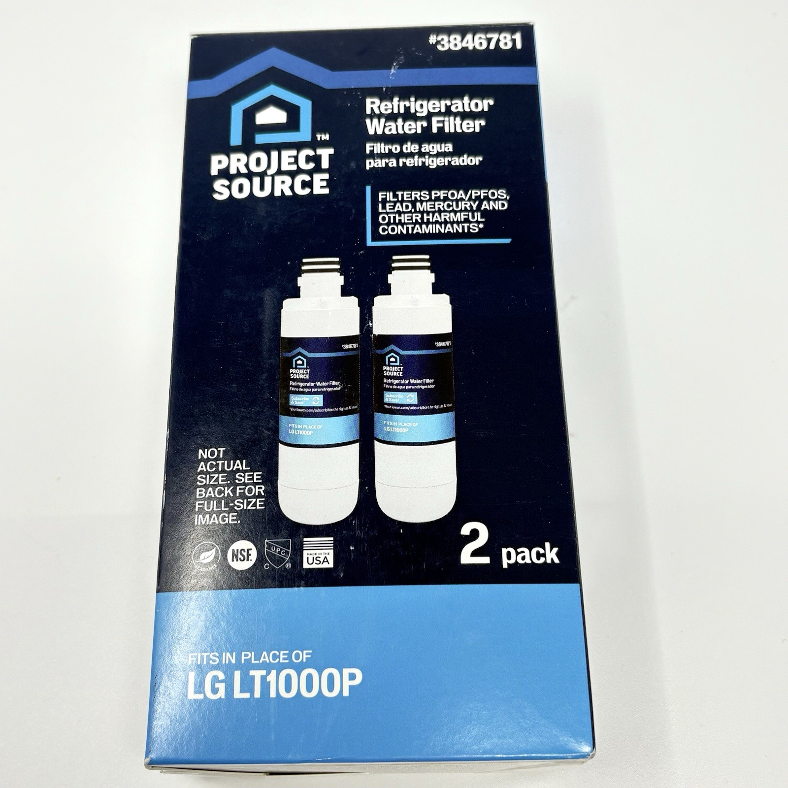 Project Source Refrigerator Water Filter L-5-2 Fits LG LT1000P 2-Pack 3846781