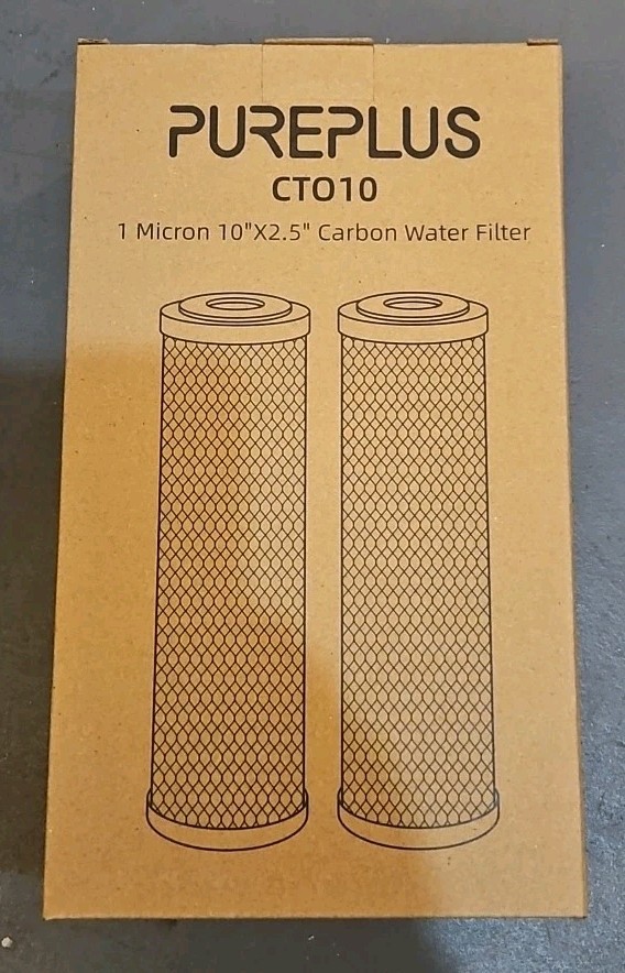 PurePlus 10″ x 2.5″ Carbon Block Water Filter 1 Micron CTO10 – 2 PACK