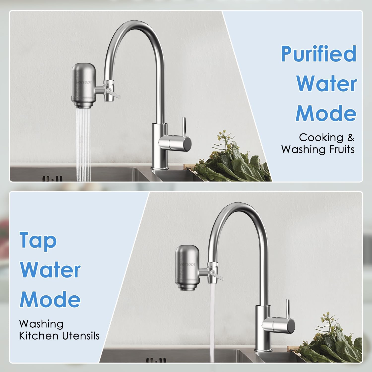 Faucet Water Filter for Sink, Rapid Flow – 400 Gallons Faucet Mount Water Fil…