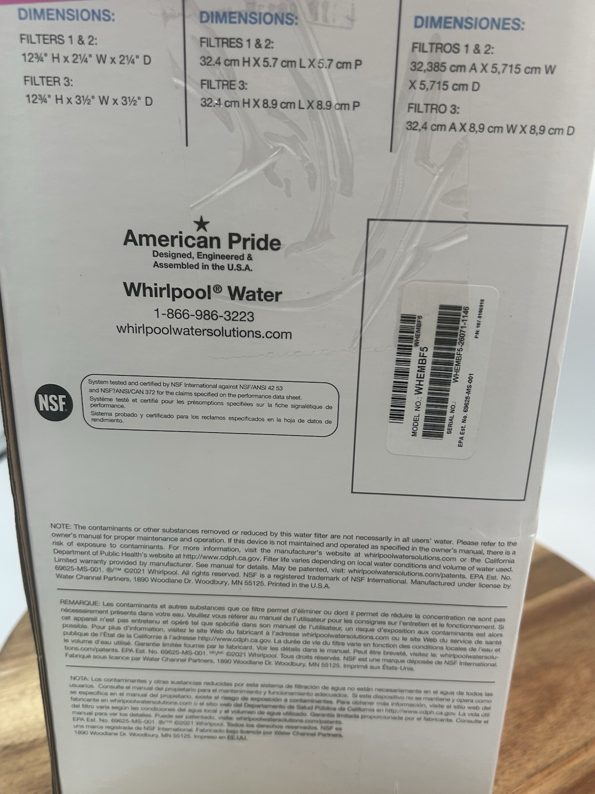 Whirlpool WHEMBF5 Under Sink Water Purifier Replacement Filters for WHEMB40 New
