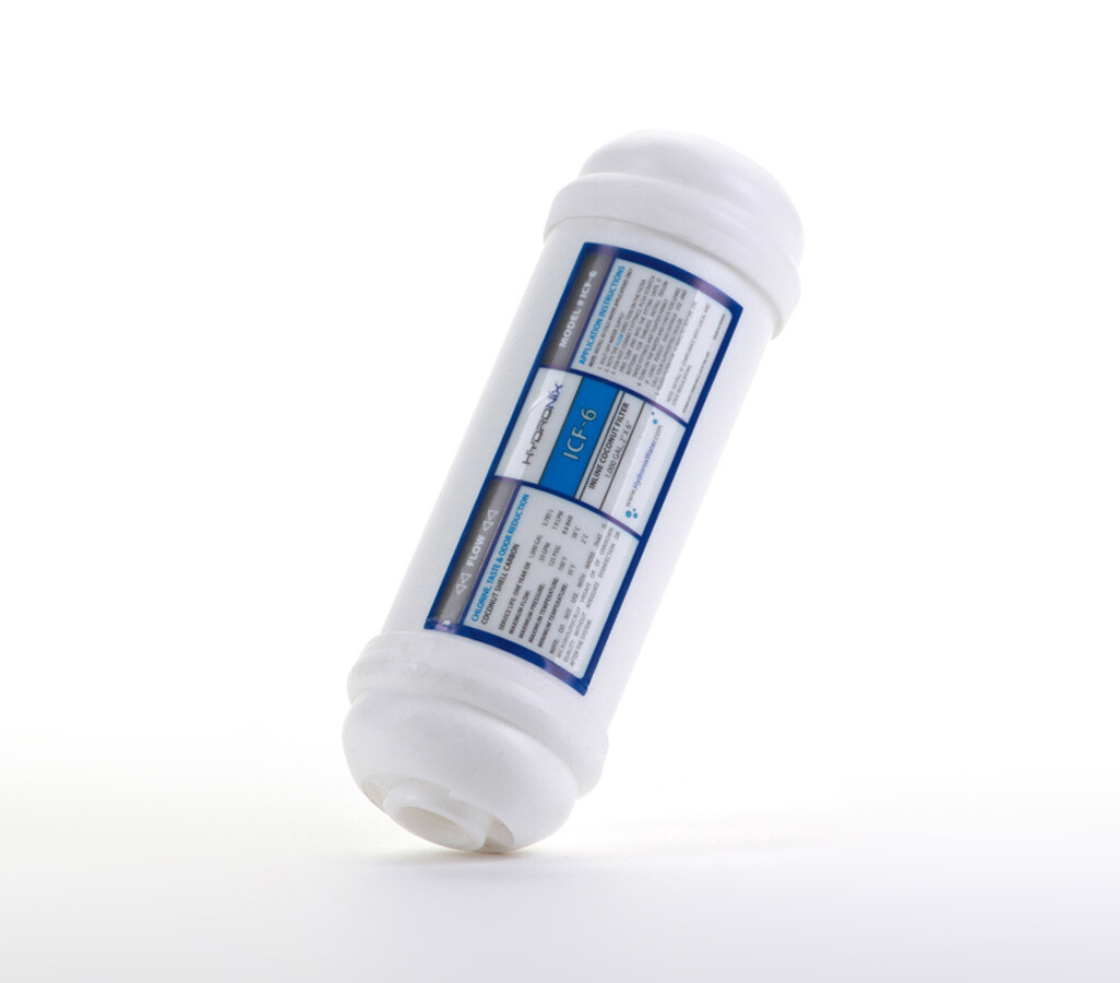 Inline RO Post Fridge Ice Coconut GAC Water Filter 6″, 1000 Gal, 1/4″ NPT Ports