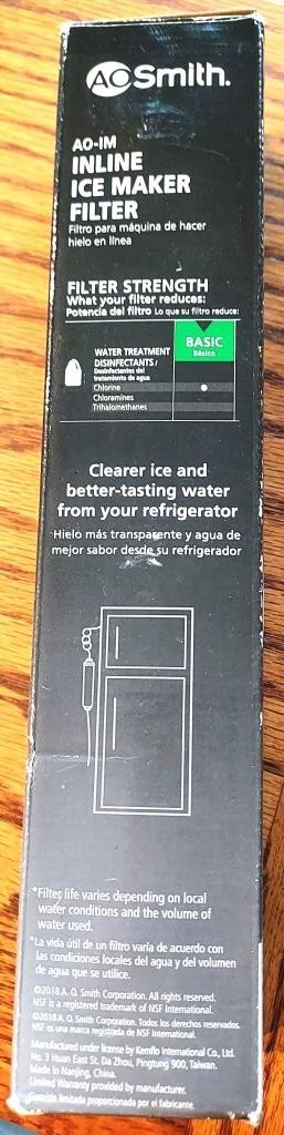 AO Smith Inline Ice Maker Filter AO-IM Reduces Chlorine Taste and Odor V