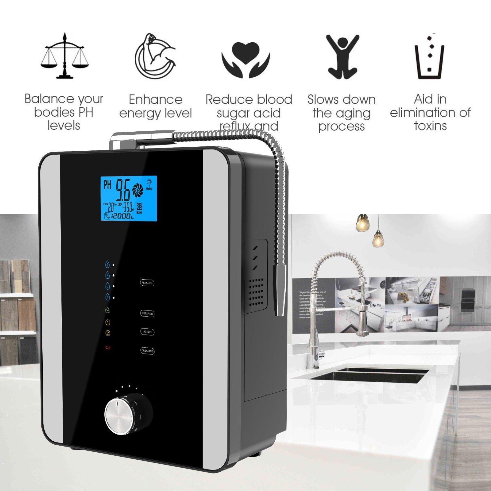 11 Plates Alkaline water ionizer generator purifier pH 3-11 Hydrogen water