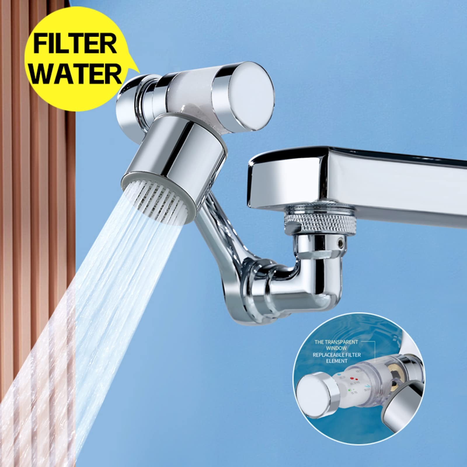1080° Rotating Filter Faucet Extender,PP Cotton Filter Faucet, Universal Spla…