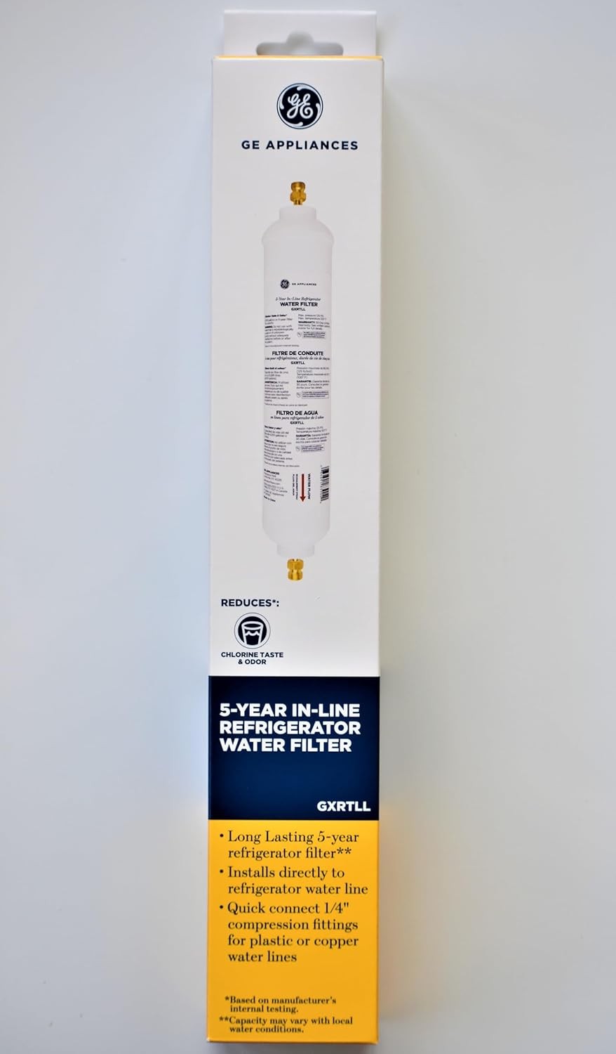 3PK GE Appliances GXRTLL Water Filter reducing chlorine taste, odor and sediment
