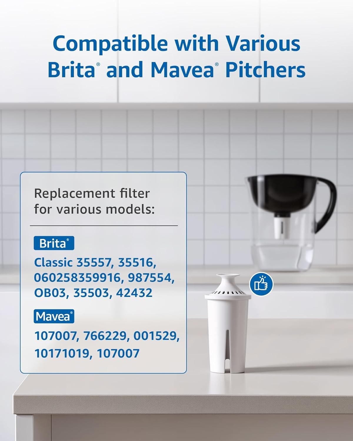 FilterLogic Pitcher Water Filter, Replacement for Classic 35557, NSF Certified