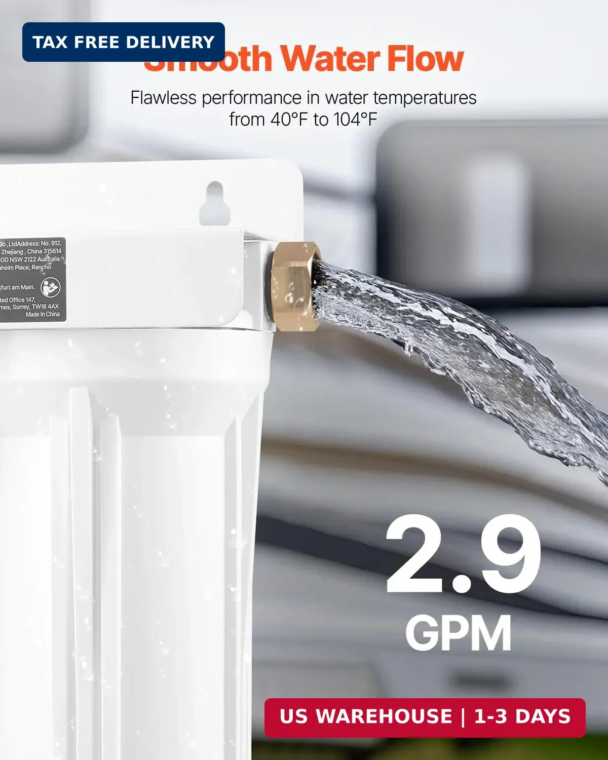 VEVOR RV Water Filter, 2-Cartridge 2.5 x 10 in Water Filter System for RV, Remov