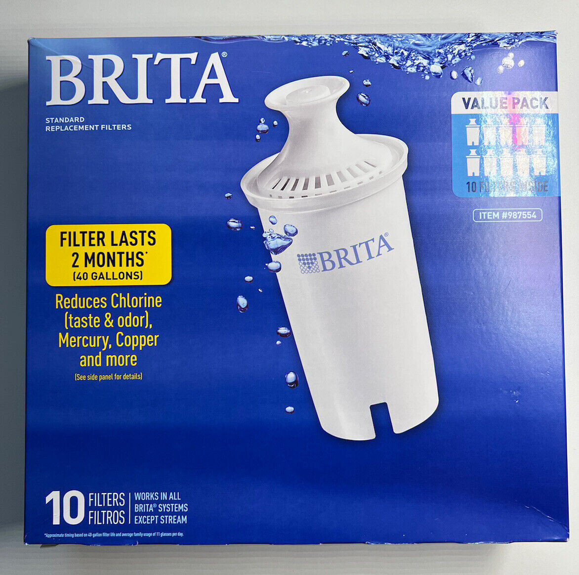 Brita Pitcher Replacement Filters 0B03 ~ 10 Pack minus 1 NIB #987554