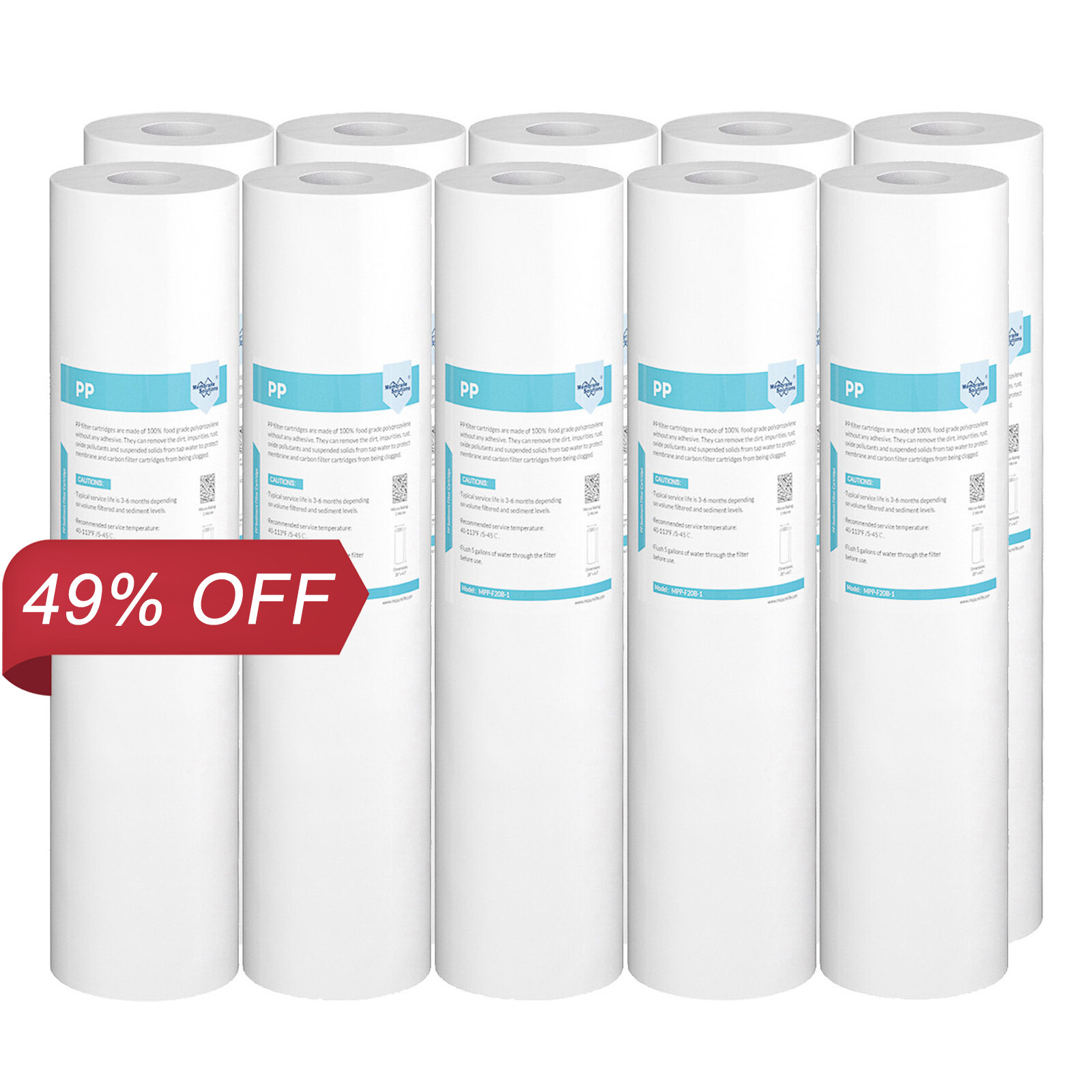 1-10 Pack 1/5 Micron 20×4.5″ Sediment Water Filter for Big Blue Whole House Farm