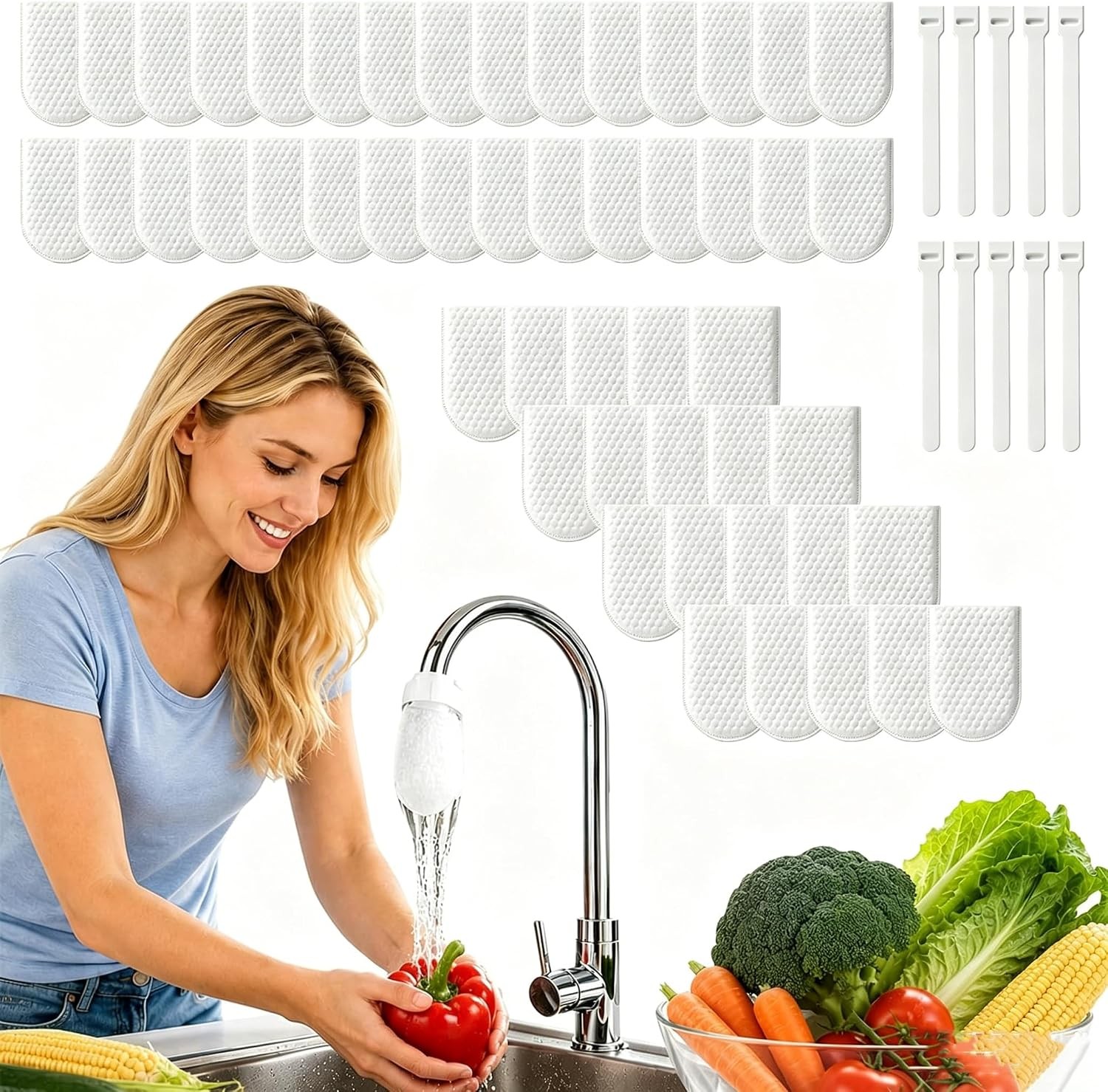 100PCS Cotton Filter Bag For Faucet, DIY Faucet Filter Cotton Bags Water Filters