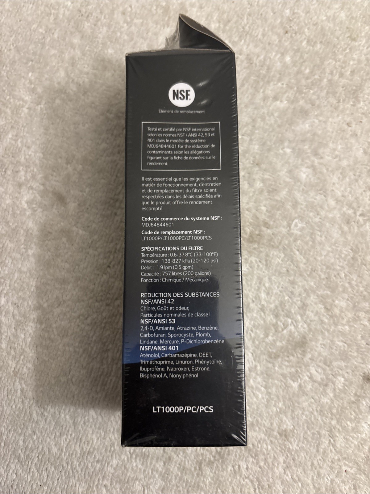 LG Water Filter Replacement Cartridge LT1000P 6 Month 200 Gallon Capacity Sealed