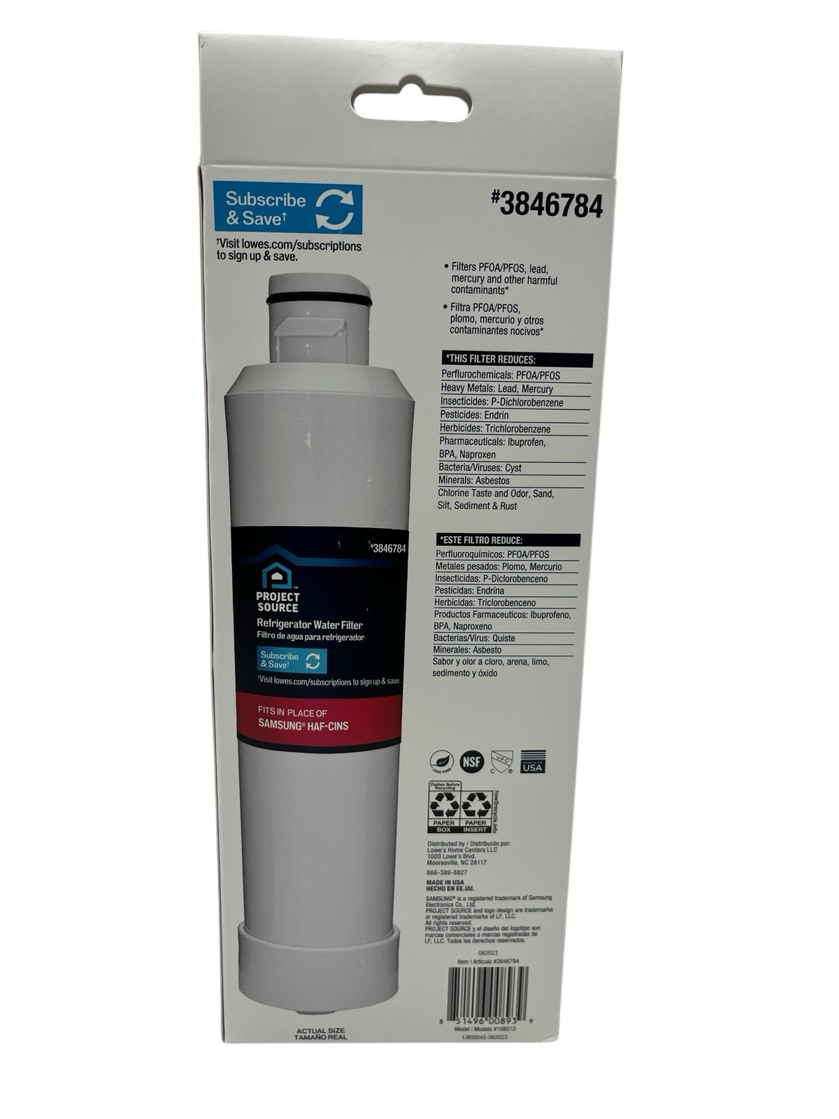 Project Source 3846784 Refrigerator Water Filter 4 Pack (2 Packs Of 2)